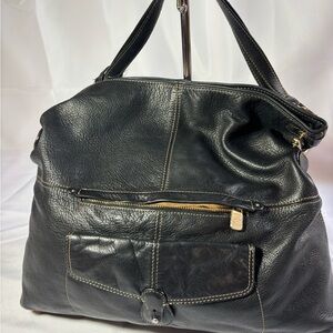 Liz Claiborne Black Leather Slouch Hobo Shoulder Bag Purse